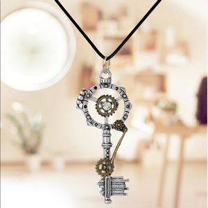 Leather and Steampunk Pendant Necklace NWT